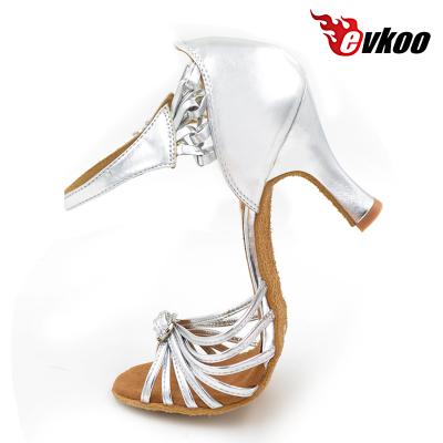 China Woman party/latin shoes women china dance shoes beautiful PU jazz satin ballroom shoes dance shoes silver upper women for sale