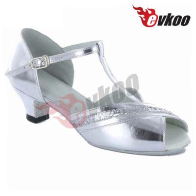 China Evkoo PU Kids Shoes Small Heel Ballroom Latin Salsa Comfort Girl Dance Shoes for sale