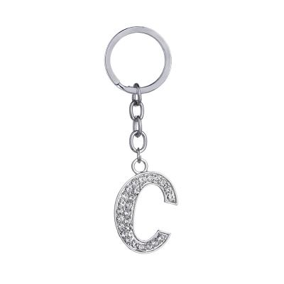 China Letter Shape Pendant Accessories Shape New Key Ring Chain Unisex Crystal Rhinestone Letter Keychain Alphabet Keyring Initial 26 Letters for sale