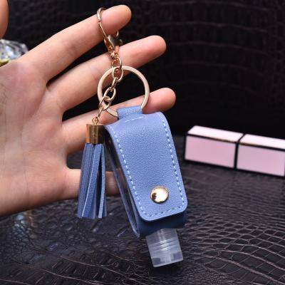 China 2022 New Fashion PU Holder Accessories 30ML Leather Key Empty Bottles Holder 30ML Hand Sanitizer Dispenser Key Chain for sale