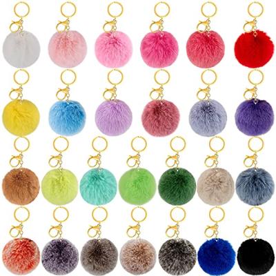 China New Arrival Colorful Fluffy Faux Fur Keychain Ball Poms Keychains 8CM Round Shape Accessories Pendant 8CM For Women Handbag Decoration for sale