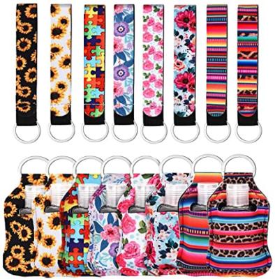 China Durable Sublimation Material Keychains Hand Sanitizer Holder Neoprene Key Chain for sale