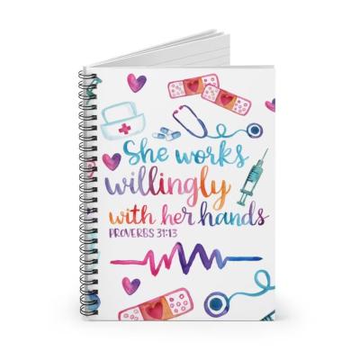 China Hardcover She Works Willingly With Her Hands 120 Sheets Custom Nurse Notepad Spiral Notebooks for sale