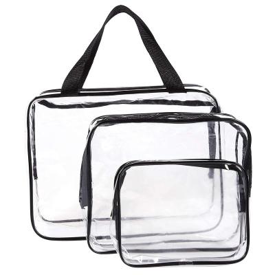 China Reclycled Multifunctional Zipper PVC Cosmetic Bags Transparent Packaging Clear PVC Pouch for sale