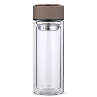 China WITH LID Low Price High Quality Borosilicate Water Bottle Double Wall Glass Clear Bottles for sale