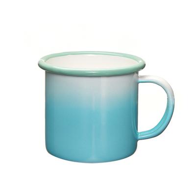 China Gradient Enamel Utensils Metal Uninverted Style Large New 216 Ounce Round Coffee And Tea Cup With Handle for sale