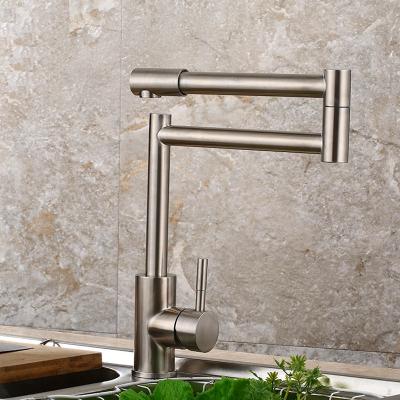 China Faucets Holmine 304 Stainless Steel Thermostatic Kitchen Folding Faucet Brushed Hot And Cold Water Kitchen Sink Water Folding Faucet for sale