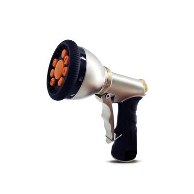 China Variable Flow Control 9 Function Metal Garden Water Nozzle Gun Portable Light Duty Garden Hose Water Repellent 9 Light Garden Hose Spray Gun for sale