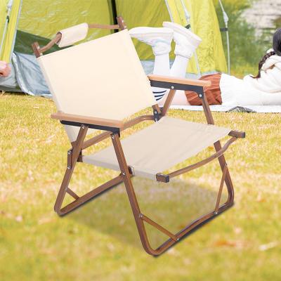 China High Quality Wood Grain Aluminum Small Folding Camping Chair Adults for sale