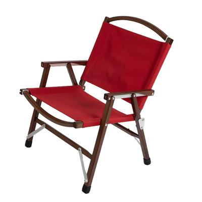 China Eco Friendly Wooden Lightweight Camping Chair Folding Red For Outdoor Picnic for sale