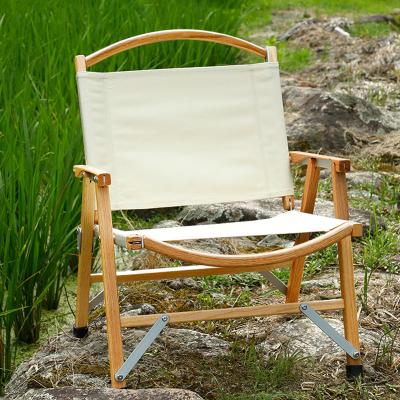 China Custom Logo Oak Wood Portable Camping Chair Fold Out Large for sale