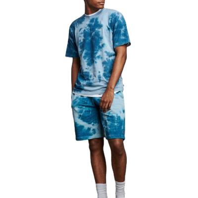 China 2022 Summer Custom Men's Set Fashion Street Cotton Tie Dye Casual 100% T-shirts QUICK DRY Shorts High Quality Men's Tie Dye Sets Two Piece for sale