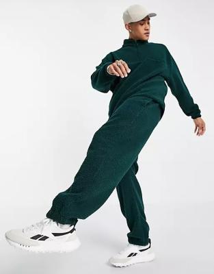 China 2022 OEM Supplier OEM Men's Casual Half Zipper Sweatshirt Sweater Sets Borg Breathable Oversized Jogger Pants for sale