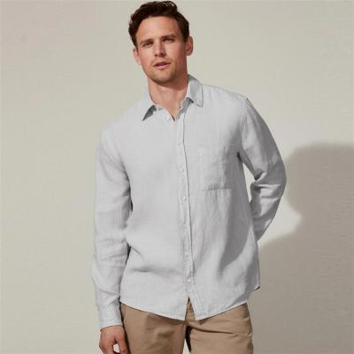 China 2022 Viable Custom Made Mens Casual Shirts 100% Long Sleeve Canvas Button Up Shirts Mens Loose Shirts for sale