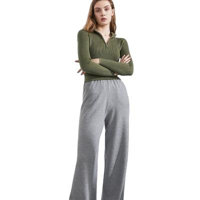 China Anti-wrinkle 2021 Customized New Women's Gray Sweatpants Loose Casual High Waist Knitted Wide Leg Pants Ladies Draping Sweatpants for sale