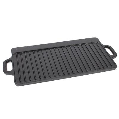 China Easily Assembled 50.4cm Vegetable Oil Cast Iron Grill Pan, Double Side Reversible Griddle BBQ Grill Pan, Cast Iron Griddle Pan for sale