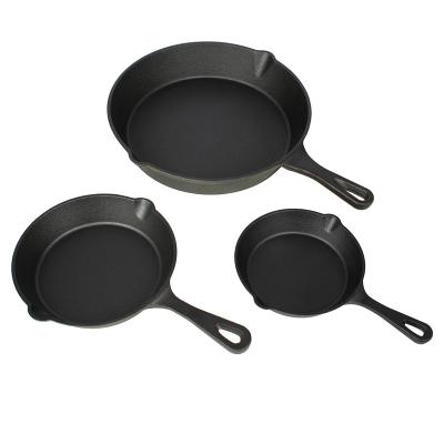 China Easily Clean 10/12/14 Inch Kitchen Cast Iron Pre-Seasoned Cookware Sets Non-Stick Fry Pan Pan Set for sale