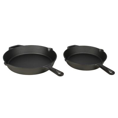 China Easily Clean 10/12 Inch Kitchen Cast Iron Pre-Seasoned Cookware Sets Non-Stick Fry Pan Pan Set for sale