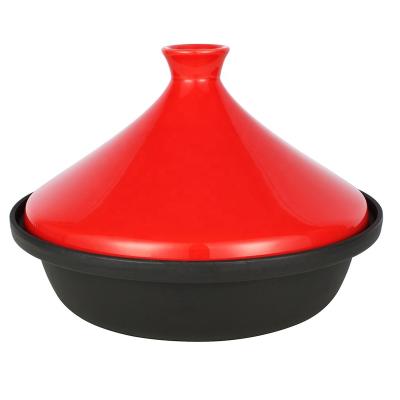 China Easily Assembled Moroccan Cast Iron Enamei Casserole Tagine Cooking Pot With Ceramic Lid For Cookware for sale