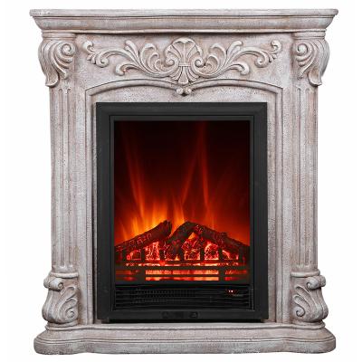 China Europe high quality stylish free standing polystone decorative indoor electric fireplace for sale