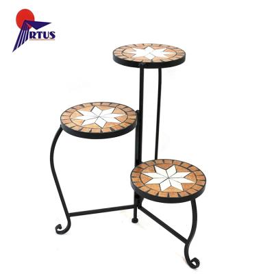 China Wholesale Mosaic Table Garden Home Decoration Folding Flower Stand Mosaic Shelves Flowerpot 3 Series for sale