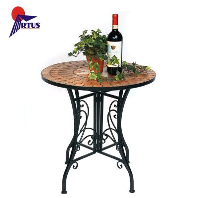 China Outdoor Ceramic Mosaic Table Garden Furniture Wrought Iron Mosaic Table Leisure Dining Table for sale