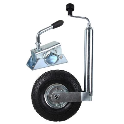 China Used Heavy Duty Pneumatic 48 Mm Trailer Truck Trailer Caravan Jockey Wheel With Steel Clamp And Rim for sale