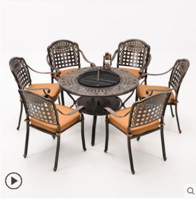 China Modern outdoor furniture indoor outdoor metal furniture dining sets table patio cafe coffee beer BBQ around table chair square BBQ furniture for sale