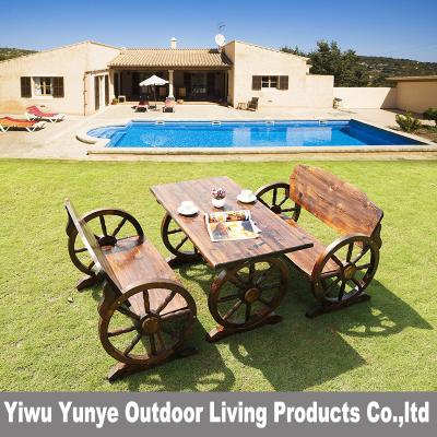 China Home Solid Wood Bedroom Furniture Furniture Garden Patio Indoor Outdoor Leisure Solid Carbonized Wood Coffee Table Set Chair Dining Sets for sale