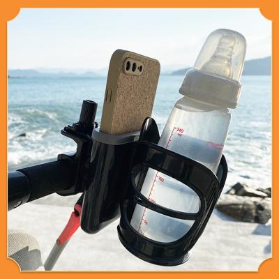 China ABS+TPE Two-in-One Stroller Cup Holder With Silicone Mobile Phone Solt Pram Bottle Drinks Cup Holder For Stroller Accessories for sale