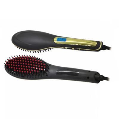 China Outdoor Popular Personal Used Electric Ionic Ceramic Dish Hot Brush LCD Display Ceramic Coated Hair Straightening Brush for sale