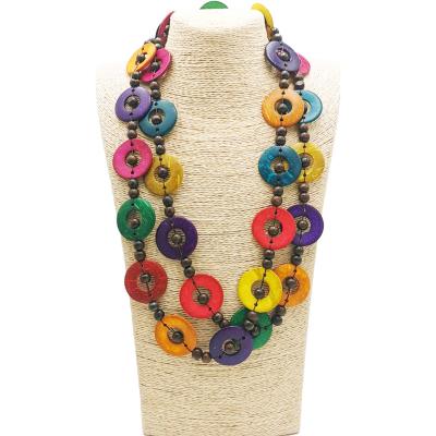 China BOHEMIA Beaded Long Necklace For Women Ethnic Gothic Accessories Gift Vintage Statement Necklace Boho Wood Jewelry for sale