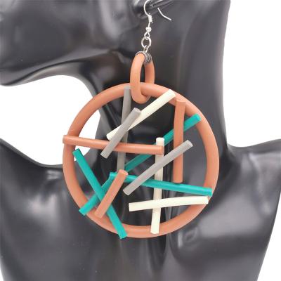 China BOHEMIA Round Big Earrings For Women Korean Rubber Dangle Accessories Ear Boho Designer Luxury Jewelry Hoop Gothic Earrings for sale