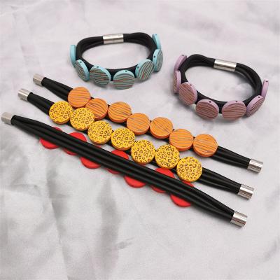 China New punk handmade bracelets for women charm gift rubber wood gothic punk jewelry birthday bracelet luxury wholesale for sale