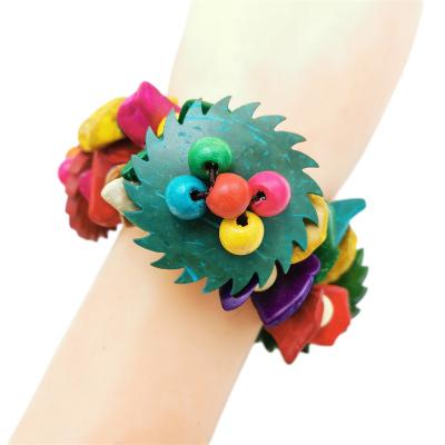 China Punk Flower Wooden Bangles For Women Boho Multi Layer Bib Beaded Jewelry Charm One Direction Strand Bracelet And Bangles Gift for sale