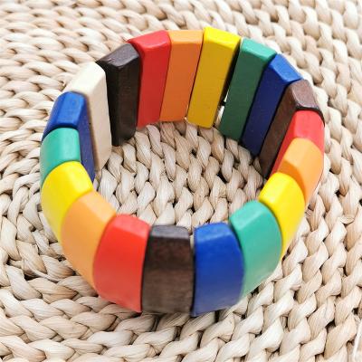 China Charm Punk Wooden Bracelets For Women Designer Luxury One Direction Strand Boho Bracelet Beaded Jewelry Gift Friendship Bracelet for sale