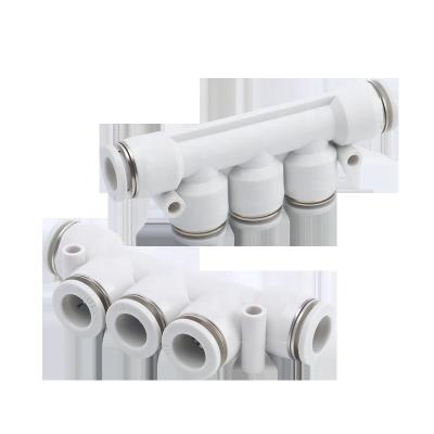 China PU Hose PK PACK Plastic Air Duct Connector Series 5 Way Air Hoses Tube Fitting Pneumatic One Touch for sale