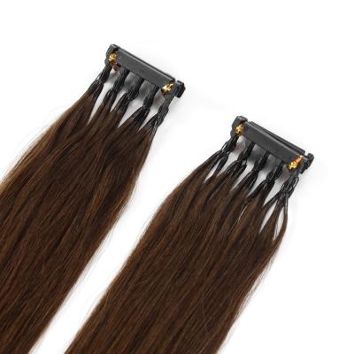 China 6D Russian Human Hair Extensions 100% Remy Hair for 12 Months Hair Life and Dyeable for sale