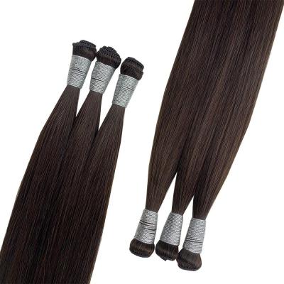 China 100% Russian Human Virgin Remy Hair Extensions Thick End Hand Tied Weft No Shedding for sale