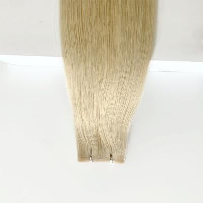 China 12A Straight Flat Weft Remy Hair Extensions Seamless Cuticle Aligned PU Skin Weft Ideal for sale