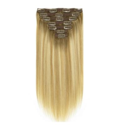 China 100g/pc Human Remy Double Drawn Lace Clip in Hair Extension Brazilian Hair Clip for sale