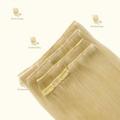 China Remy Human Hair Clip Ins Double Drawn Clip on Hair Extensions Pre-Bonded Style Clips for sale