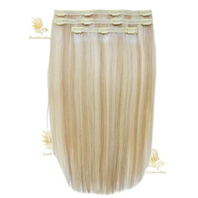 China Straight Muti-Color Double Drawn Virgin Russian Human Hair Thinnest Seamless Clip in Hair Extensions for sale