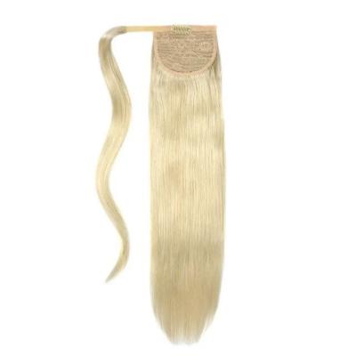 China Customized Double Drawn Straight Blonde Virgin Cuticle Aligned Human Hair Ponytail for sale