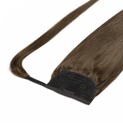 China Indian Hair Clip in Comb Mensenhaar Wrap Rond Ponytail Extensions Voorgebonden Type Te koop