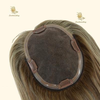 China Muti-Color Silk Top Human Hair Topper with Bangs Length 16 inch for sale