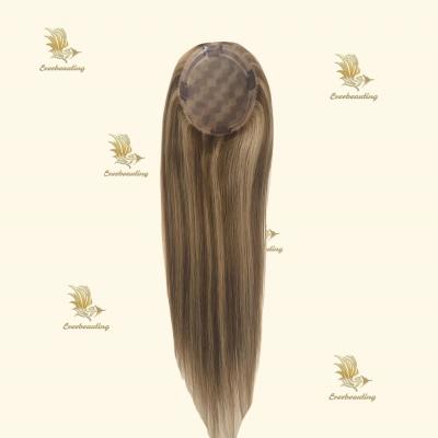 Cina Capelli umani cuticule vergine allineata di seta mono base capelli mongoli topper per donne in vendita