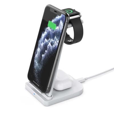 China 2021 Wireless Mobile Phone Charger/Wholesale Custom Logo Foldable Phone Charging Stand Ipad/Camera/PDA/MP3 3 in 1 Wireless Charger for sale