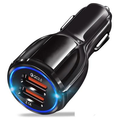 China Mobile Phone/Ipad/Camera/PDA/MP3 USB2 Ports Portable Car Fast Charging 12/24V 3.0 USB Charger USB Car Phone Charger for sale