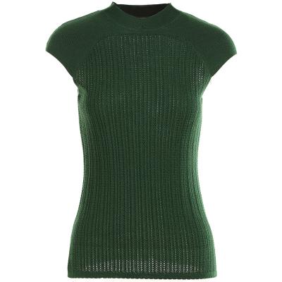 China Anti-Wrinkle Gowani Summer Women Fashion Green Knitted Tight Fit Sleeveless Top for sale